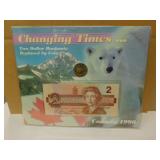 Changing Time Two Dollar Banknote Replaced by Coin