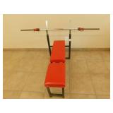 Work out bench with bar and weights