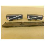 3-75' PIGGYBACK FLAT CAR 'ERIE' + TWO 30' TRAILERS