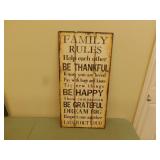 Family Rules Wooden Plaque - 16 x 32