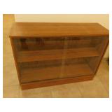 2 Tier wooden cabinet sliding glass doors 16X48X35