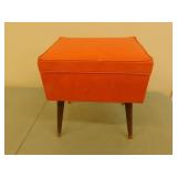 Vintage leather foot stool with storage 12X16X18