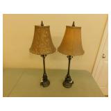 2 Decorative metal lamps  26 in tall needs bulbs