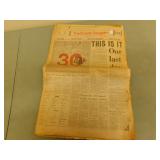 Last Edition of Toronto Telegram - Oct 30 1973