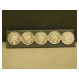 5 - 50 Cent Coins, 1968x2, 1969, 1973, 1979