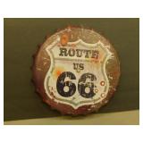 Route 66 Clock, bottle cap, 13' wall hanger,