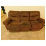 Brown electric double recliner couch