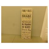 Family rules canvas picture  12X36