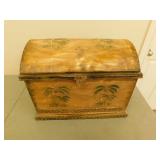 Painted metal humbacked trunk  13X21X16