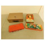 Assorted tins / lockbox with key