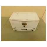 Antique metal flour sifter  8X15X11
