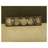 Five 50 Cent Coins, 1975, 1978, 1984, 1991, 2000