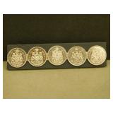 Five 50 Cent Coins, 1968, 1969x2, 1985, 1986, 1972