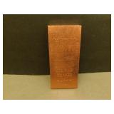 One Kilo .999 Fine Copper Bar