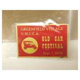 1958 Old Car Festival Brass Plaque
