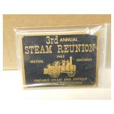 1963 Steam Engine Brass Plaque Milton