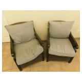 2 Wicker patio chairs with cushions