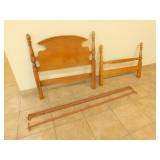 Single wooden bed with frame