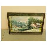 19th century Early Spring litho  original frame