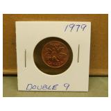1979 Canada Error Double 9 Penny