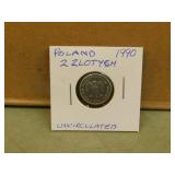 1990 Poland 2 Zlotygh coin - uncirculated