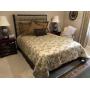 Queen Bed, Headboard, Footboard & Linens