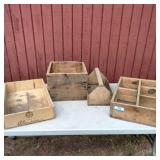 (4 PCS) ASSORTMENT OF WOODEN BOXES, TRAYS,
