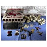 CHRISTMAS BOX WITH BOWS & METAL ORNAMENTS