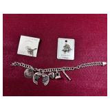 STERLING CHARM BRACELET & CHARMS - SOME MARKED