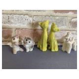 (5 PCS) VINTAGE CAT & POODLE FIGURINES