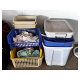GROUP LOT: 2 TRASH CANS, 3 BASKETS & 4 TOTES