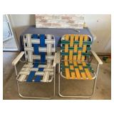 (2 PCS) VINTAGE ALUMINUM BASKET WEAVE LAWN CHAIRS
