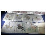 CRAFT PIECES: VINTAGE DRAWINGS ON LINEN SQUARES