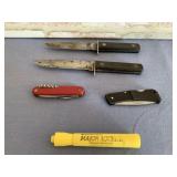 (4 PCS) VINTAGE KNIVES -2 FIXED BLADE SPORTSMAN US