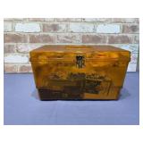 PLASTIC SEWING BOX WITH CONTENTS - BUTTONS, SNAPS