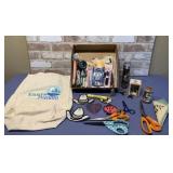 BOX LOT: SEWING SUPPLIES - SCISSORS, TRIM, VELCRO,