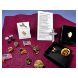 LARGE SELECTION OF ASSORTED LAPEL PINS & MORE