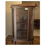 ANTIQUE OAK CURVED GLASS CHINA CABINET