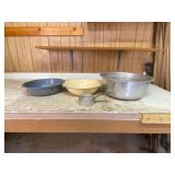 BOX LOT: 3 METAL CAMPING PANS - 1 ENAMEL