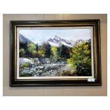 FRAMED LANDSCAPE OIL PAINTING ON CANVAS