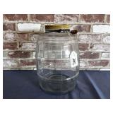 VINTAGE 2 1/2 GALLON GLASS JAR WITH METAL HANDLE