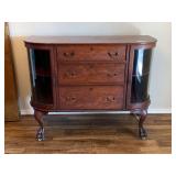 ANTIQUE OAK SIDEBOARD BUFFET WITH CARVED CLAW