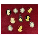 (9 PCS) ASSORTED CAMEO PENDANTS