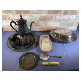 BOX LOT: VINTAGE SILVER SERVING PIECES -