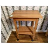WOODEN ROLLING KITCHEN CART WITH LOWER SHELF