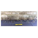 BOX LOT: 13 VINTAGE FLORAL & VINE ETCHED GLASSES