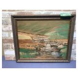 FRAMED LANDSCAPE PAINTING ON CANVAS