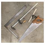 (3 PCS) HANDSAW, L SQUARE, METAL CLAMP