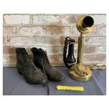 (2 PCS) BRASS REPRODUCTION OF CANDLESTIC TELEPHONE