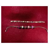 (2 PCS) BRACELETS- 1 SILVER PLATED W/ GLASS BEADS